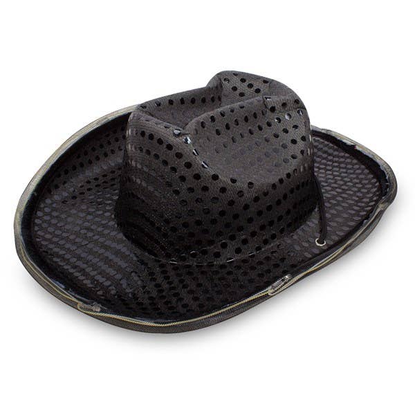 Windy City Novelties - Wholesale Costume - Unisex - LED Light Up Black Sequin Cowboy Hats2