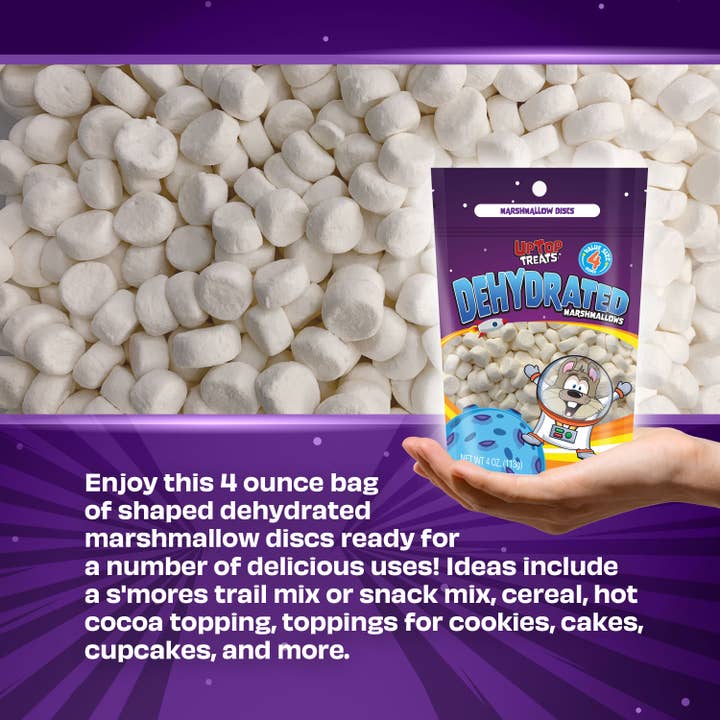 UpTop Treats - Wholesale Marshmallow - Disc Shape - Vanilla Dehydrated Marshmallows 4oz2