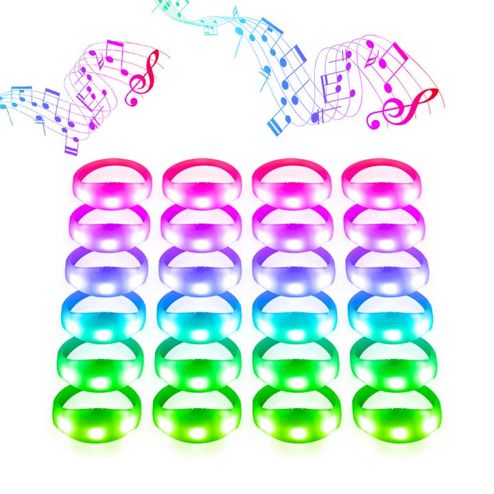 50 Packs Sound Activated Multicolor Change Flashing Bracelet for wholesale by RAREVAY Fairy Lights Solar Lights