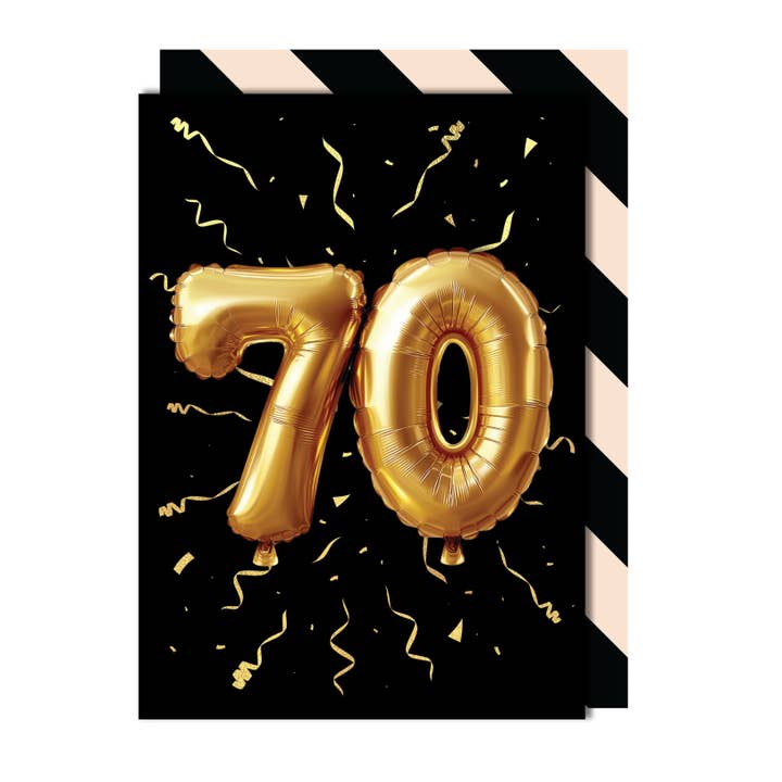 Tache - Wholesale Birthday Card - 70th Birthday - Gold Balloon Greeting Card