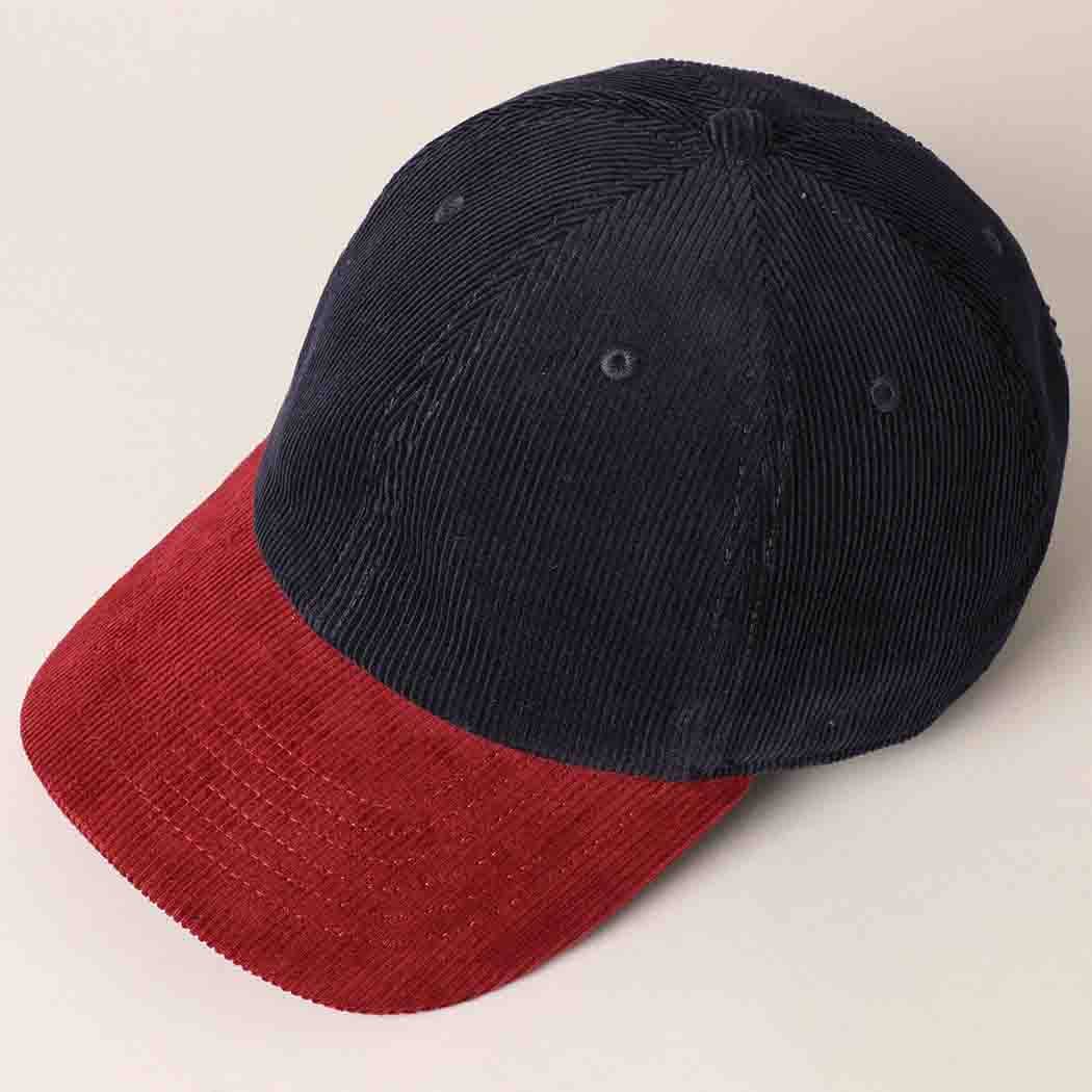 Fashion City - Wholesale Baseball Cap - Unisex - Corduroy Two-Tone Adjustable Baseball Cap15
