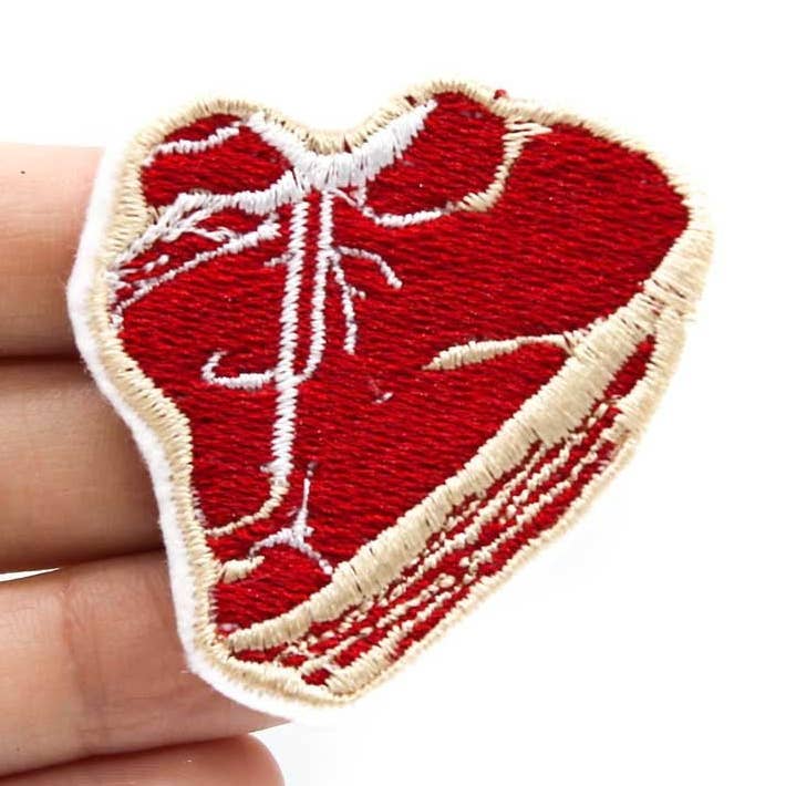 Project Pinup - Wholesale Patch - Small T-Bone Steak Iron-On Embroidered Patch0