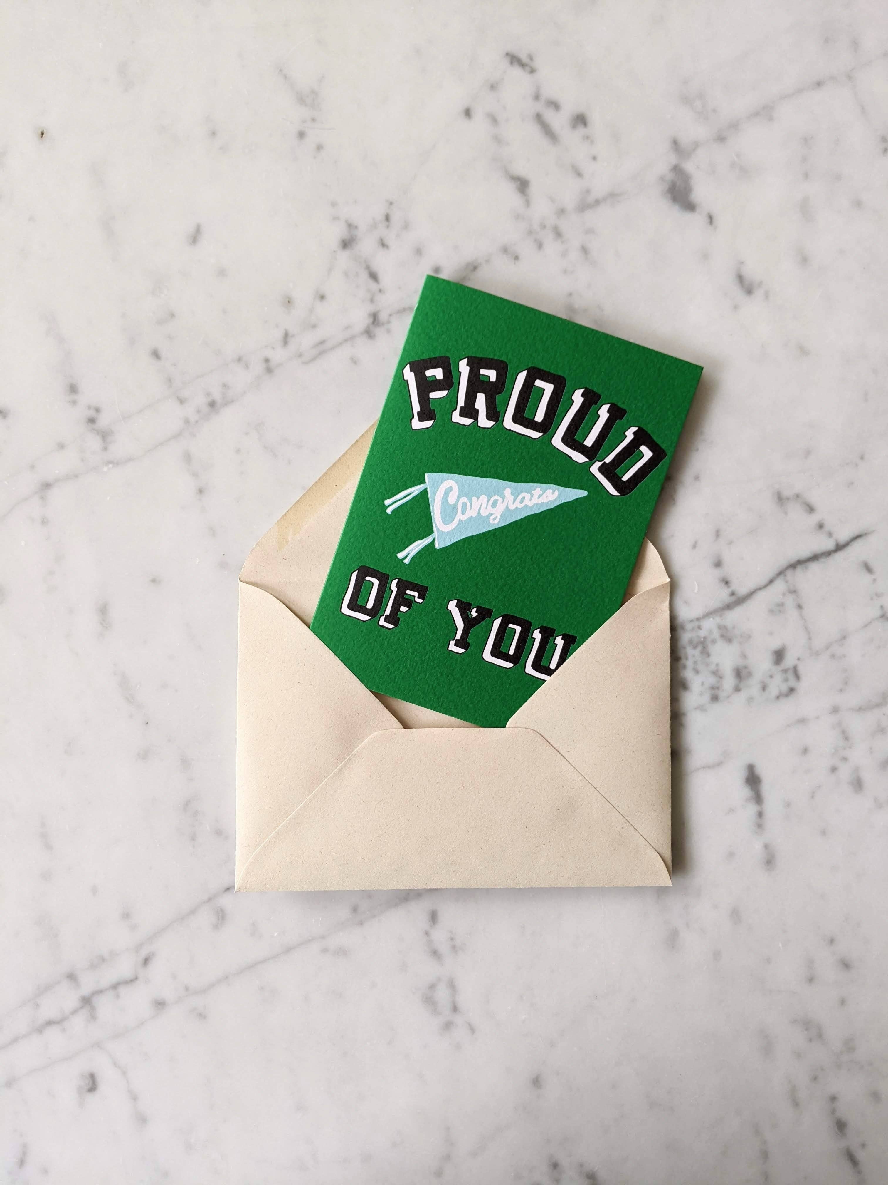 Madeleine Sywulak US - Wholesale Congratulations Card - Proud of You - Kelly Green1