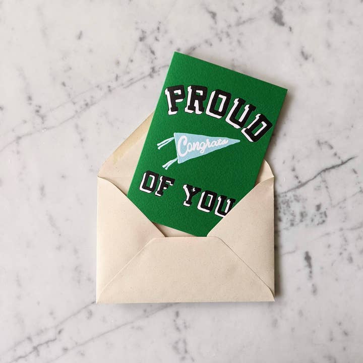 Madeleine Sywulak US - Wholesale Congratulations Card - Proud of You - Kelly Green1