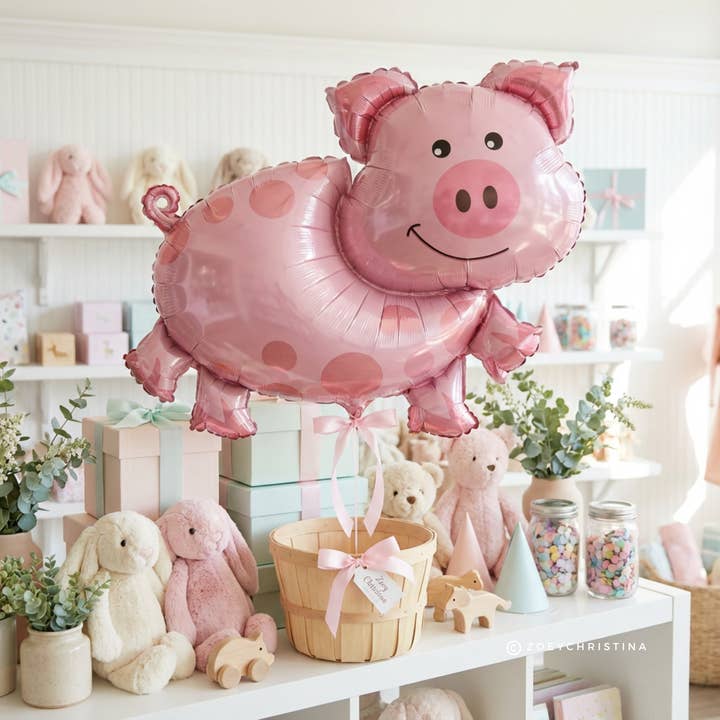 Zoey Christina - Wholesale Balloon - Pink Pig Foil Balloon – Farm Animal Birthday & Barnyard1