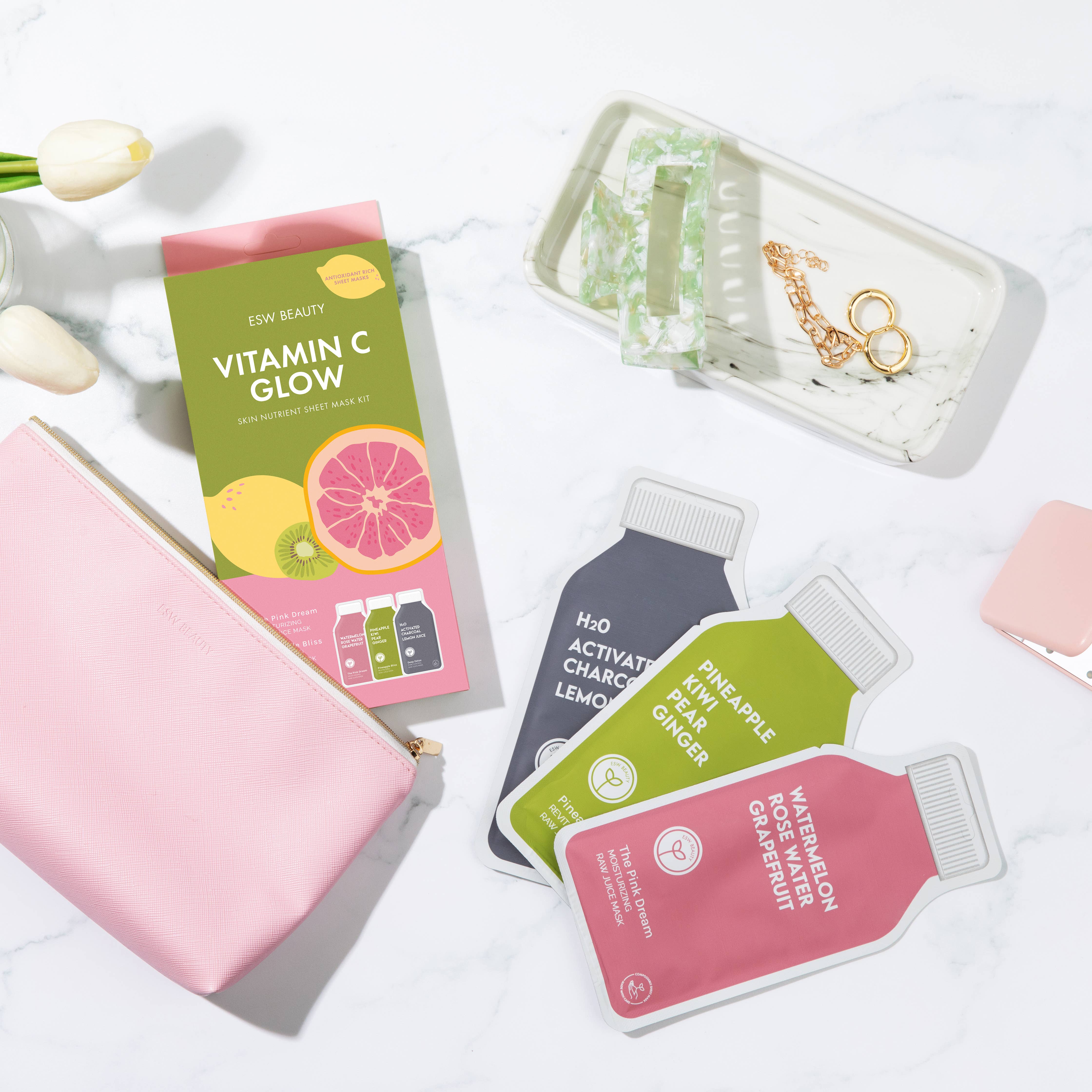 ESW Beauty - Vente Masque pour le visage - Ensemble de masques en feuille riches en antioxydants à la vitamine C éclatante3