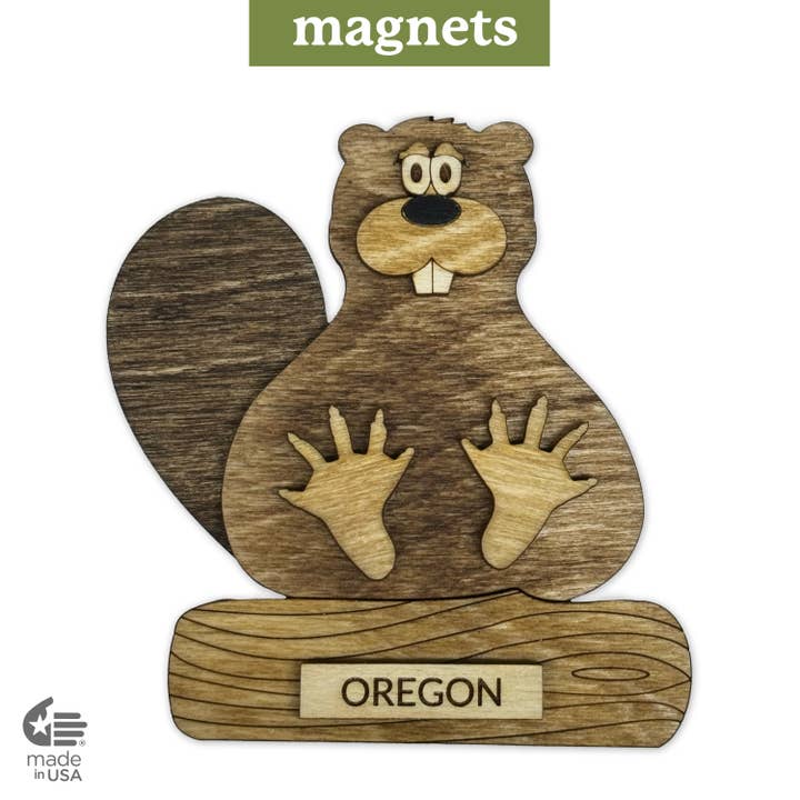 Aimant Castor - Superposé - Fabriqué aux États-Unis - Personnalisable pour la vente par Bloom & Wander