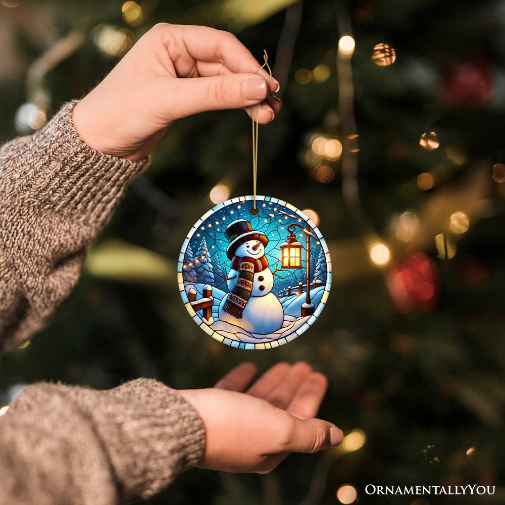 OrnamentallyYou - Wholesale Ornament - Serene Lantern Light Snowman with Top Hat Christmas Ornament4