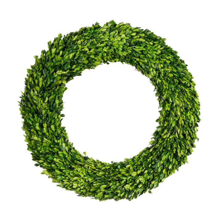 Mills Floral Company – wholesale Wreath – Preserved Boxwood Regal Wreath - 30 Inch0