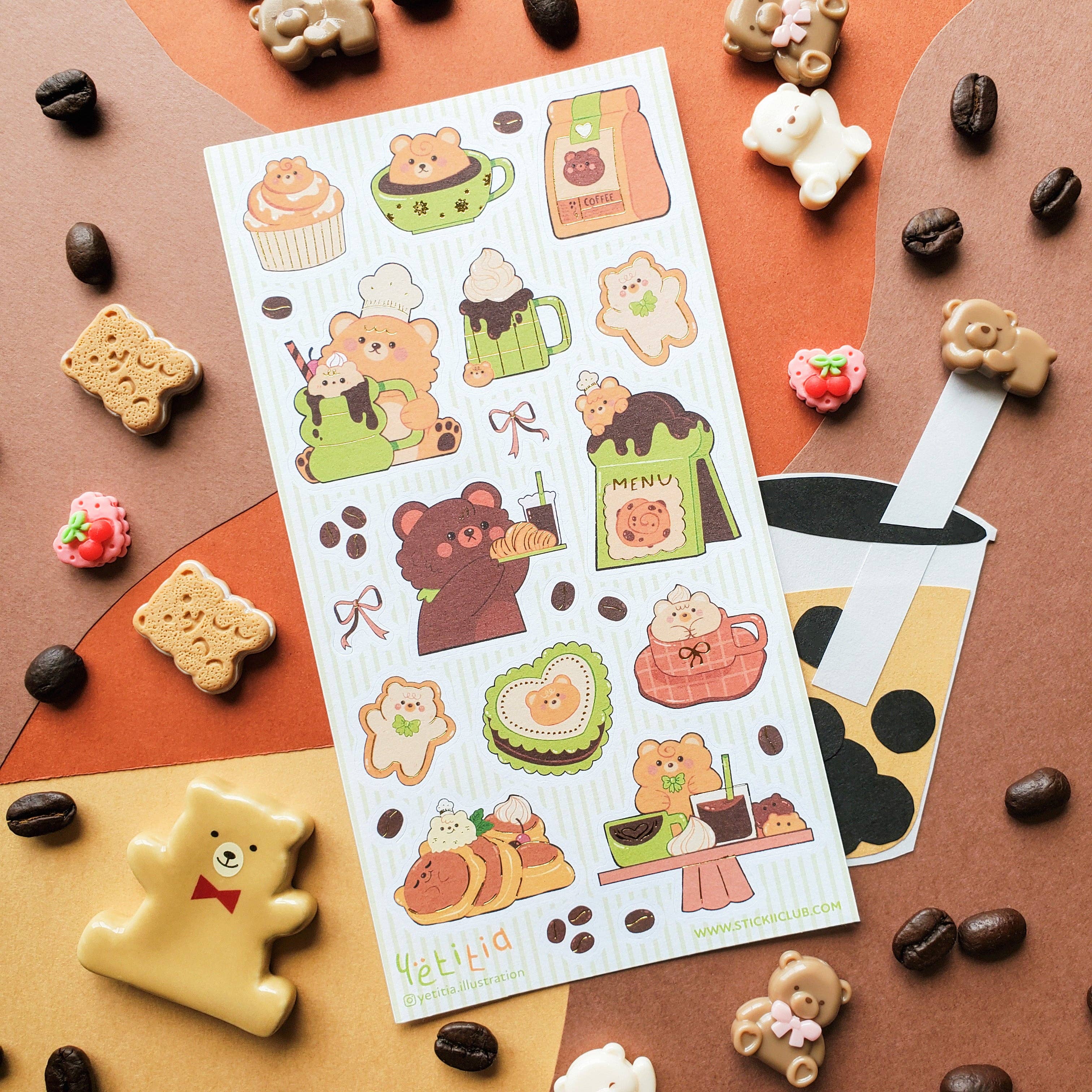 STICKII - Wholesale Sticker - Kawaii Kuma Cafe Sticker Sheet1