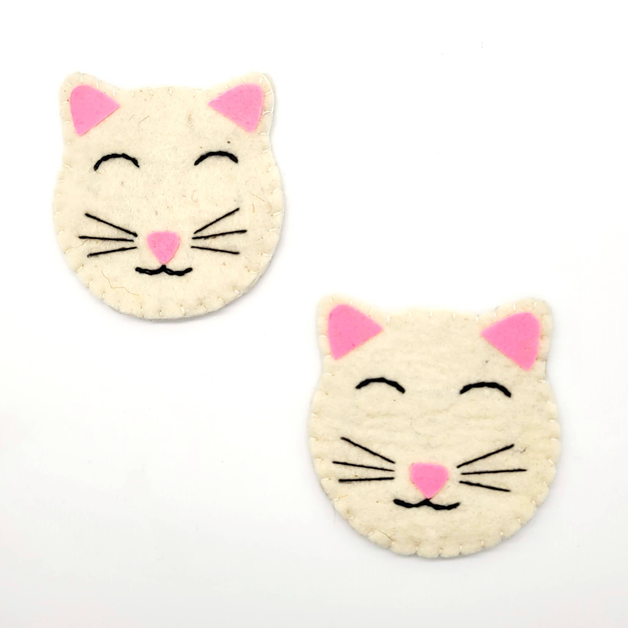 Eclectic Woodchuck - Wholesale Coasters - White Kitty Cat Felted Wool Drink Coaster1