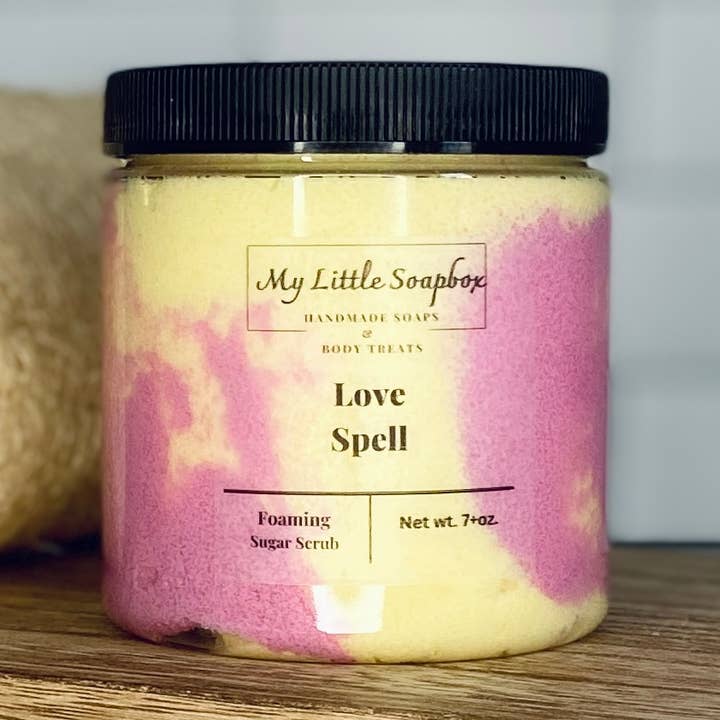 8oz Love Spell Foaming Sugar Scrub for wholesale by My Little Soapbox