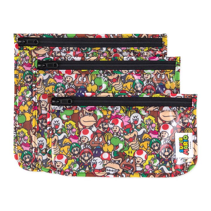 Clear Travel Bag 3-Pack: Super Mario™ Mashup for wholesale by Bumkins