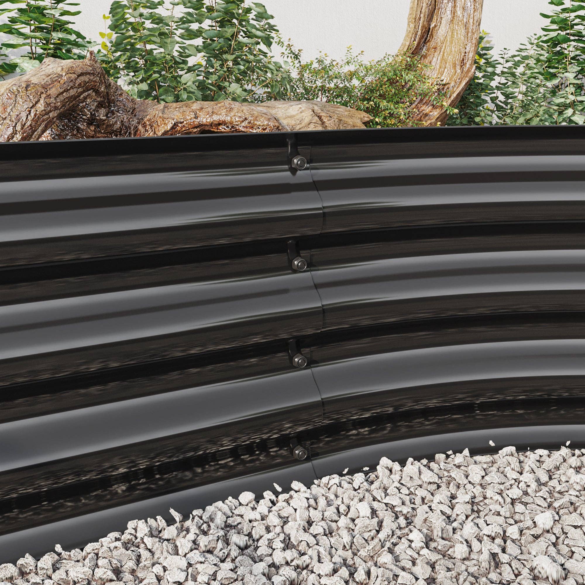 39F Inc. - Wholesale Planter Box - Raised Garden Bed – Large Oval Metal Planter, Black2