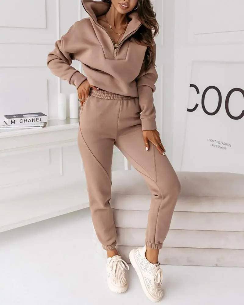 Queen Fashion - Wholesale Top & Skirt Set - Women's - Chic Half-Zip Lounge Set for Everyday Boutique Styling
2