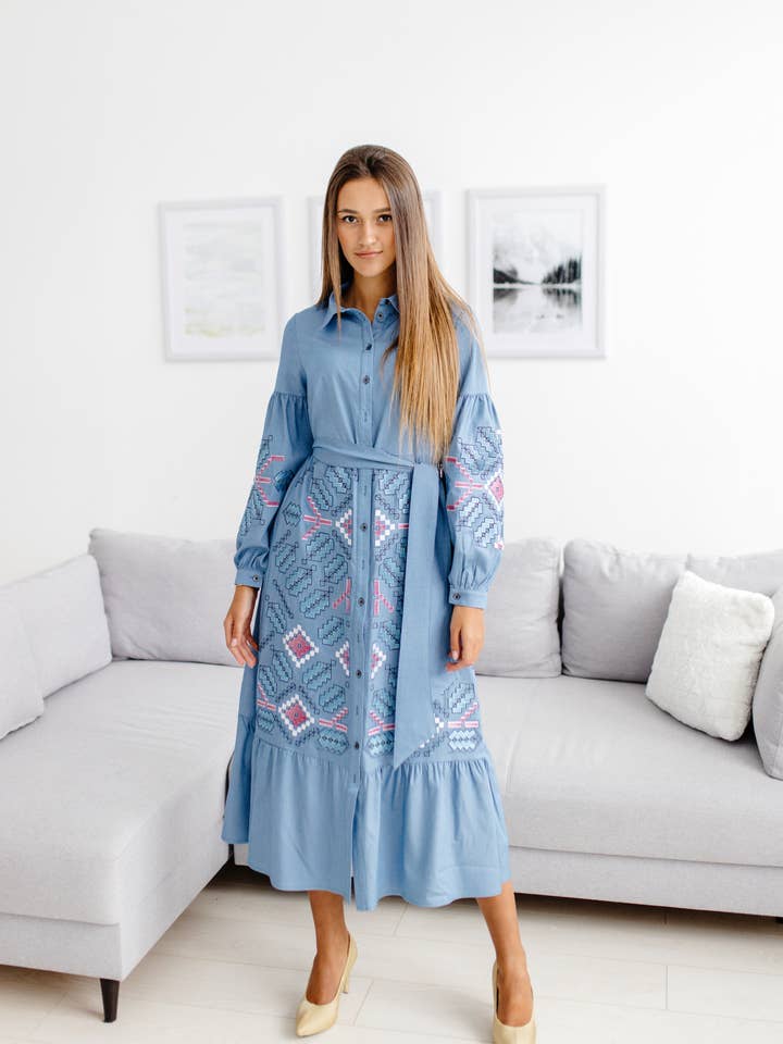 Vestido bordado flor primavera para venta al por mayor de Galychanka