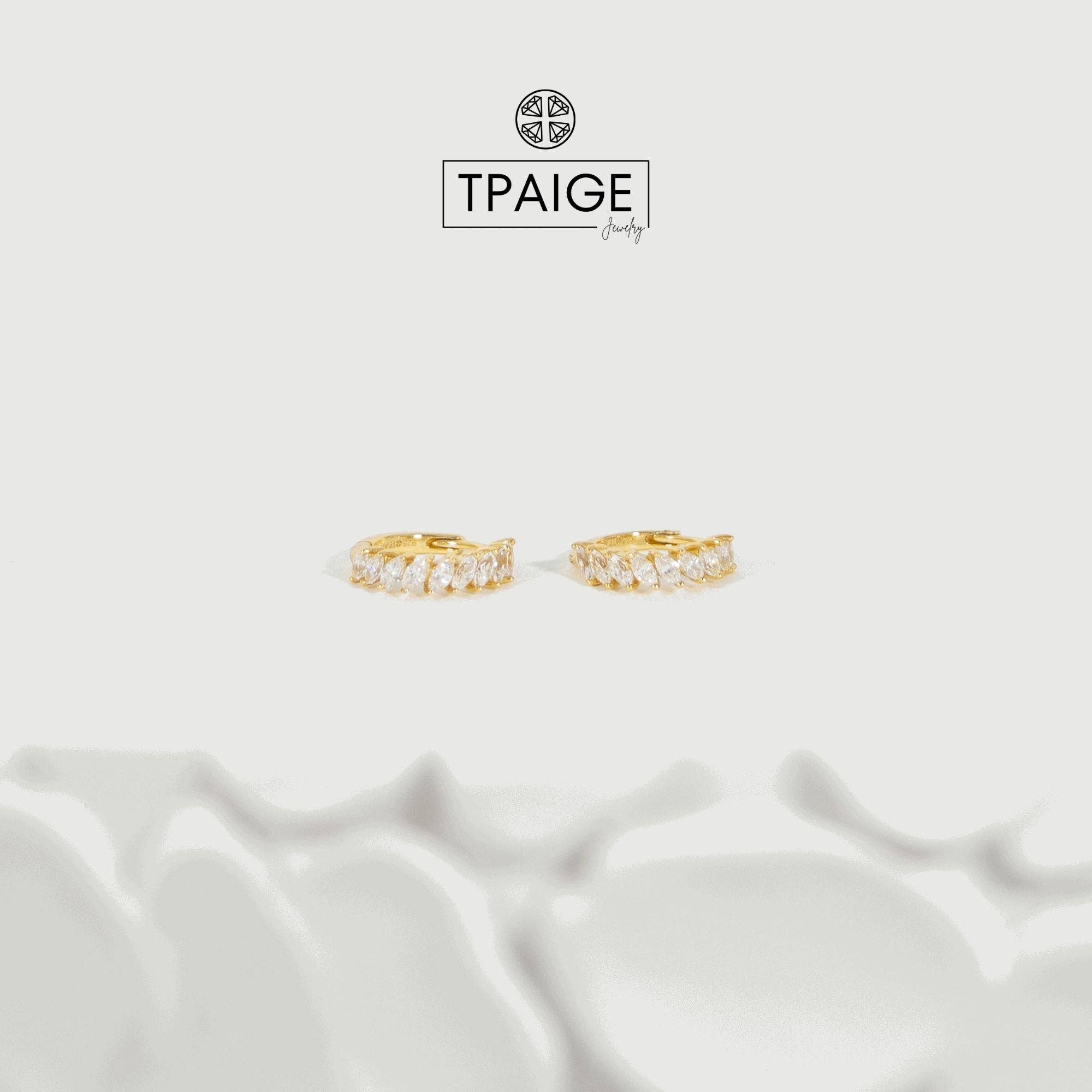 TPAIGE Jewelry - Wholesale Huggie Earrings - Earrings 14k Gold Vermeil Marquise Huggie Earrings5