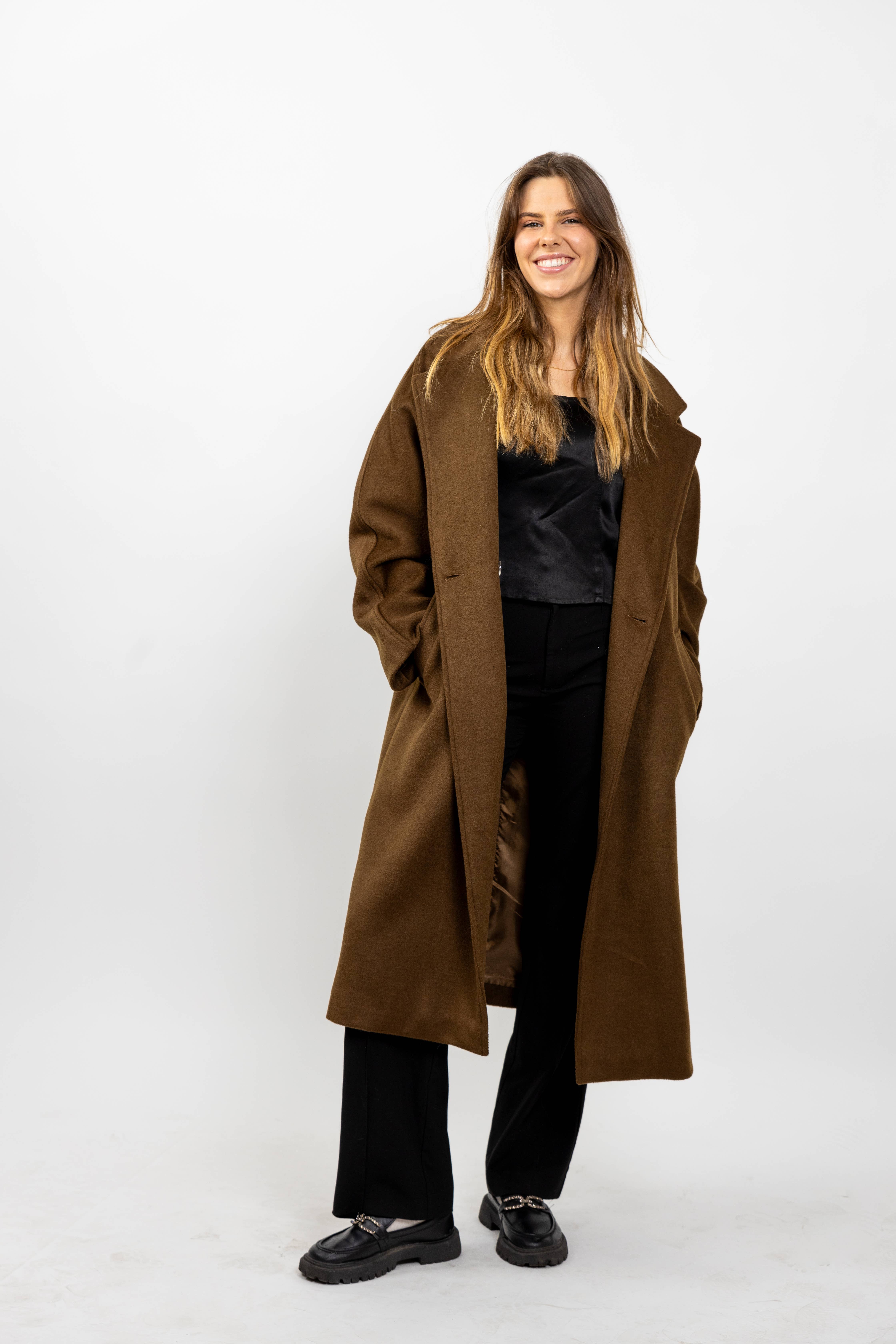 brun Lång rock i blandad ull för wholesale på Faire0