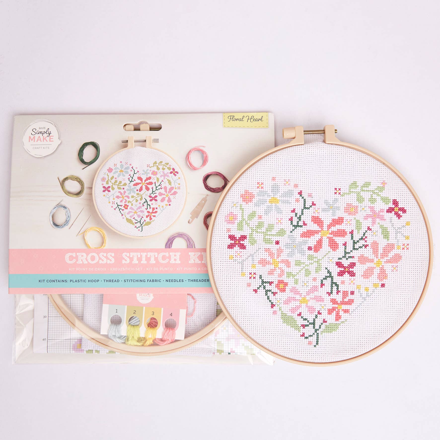 West Design Products – wholesale Embroidery/cross-stitch supplies – Simply Make Cross Stitch Craft Kit - Floral Heart Design4