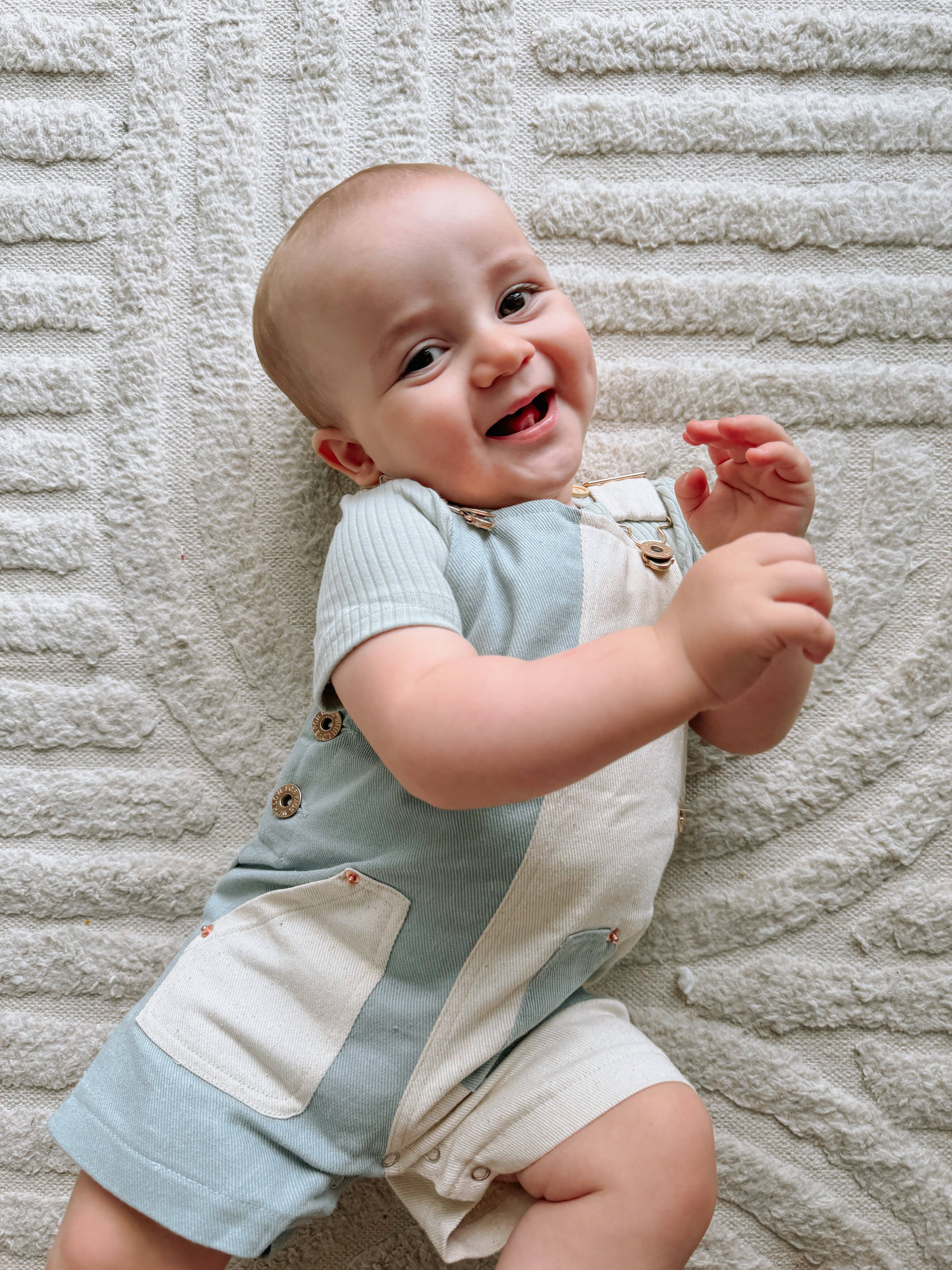 With Love for Kids - Wholesale Overalls - Baby - Everett Short Overalls - SPLIT BLUE2