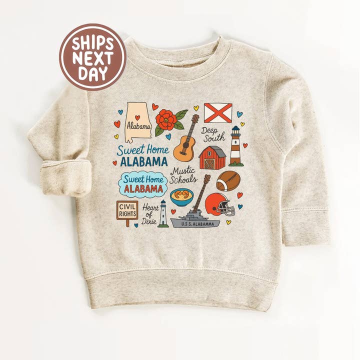 Alabama kindersweatshirt – 'Sweet Home State'-iconen voor wholesale door EnjoyMyDesign