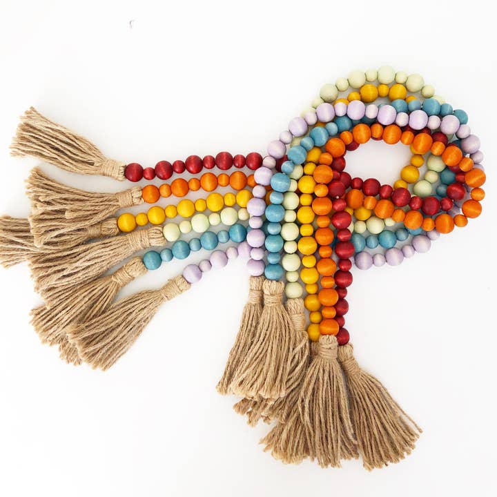 Foundations Decor - Wholesale Bunting/Garland - Wood Bead Garlands - Multiple color options alternate Lg/Sm