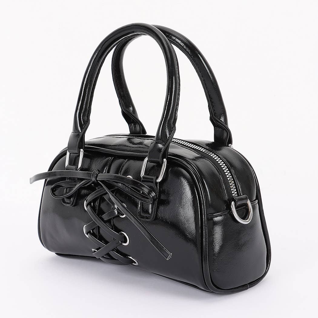 3AM BY H&D ACCESSORIES – Engroshandel Taske med håndtag – til kvinder – Bowlingtaske i vegansk læder med snørelukning3