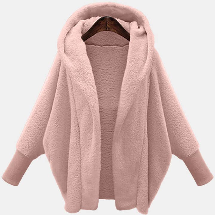 Lily Clothing - Wholesale Coat - Women's - SOLID COLOR LONG SLEEVED HOODED FLUFFY COAT6