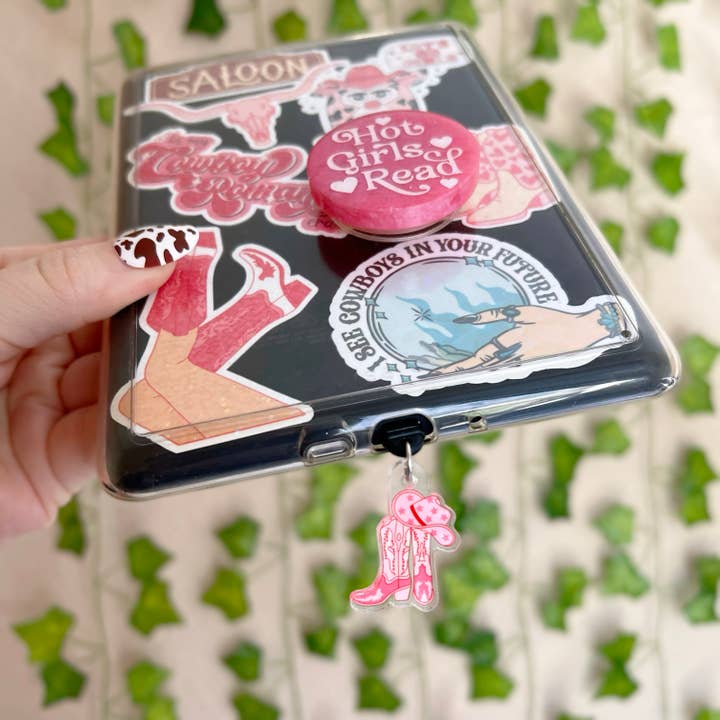 Amberlin Studio - Wholesale Phonecase Strap - Kindle Charm, Cowgirl Boots Bookish E-Reader Dust Plug