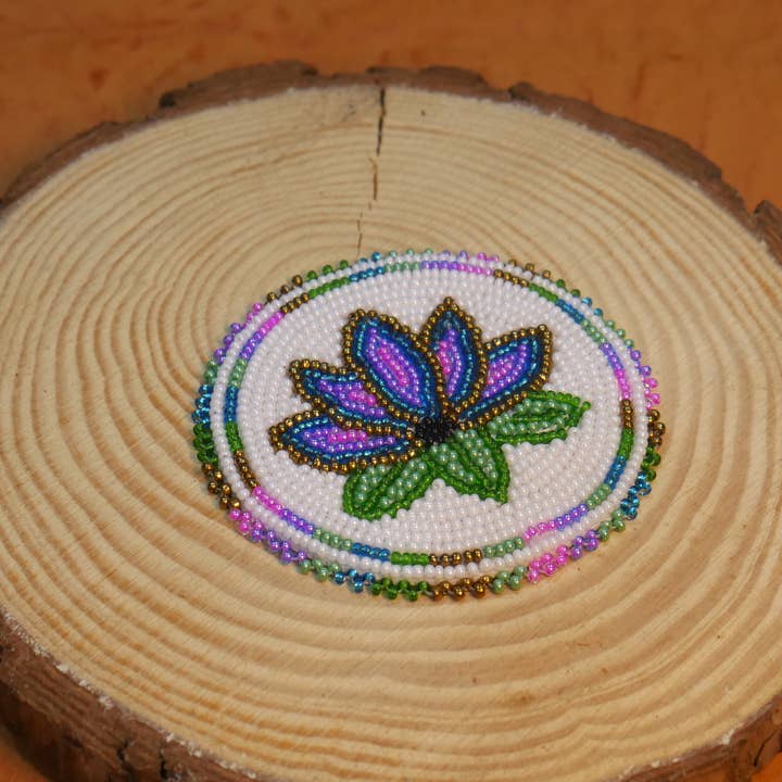 Handmade Native American Beaded Rosette Patch Applique for wholesale by KANGURAH