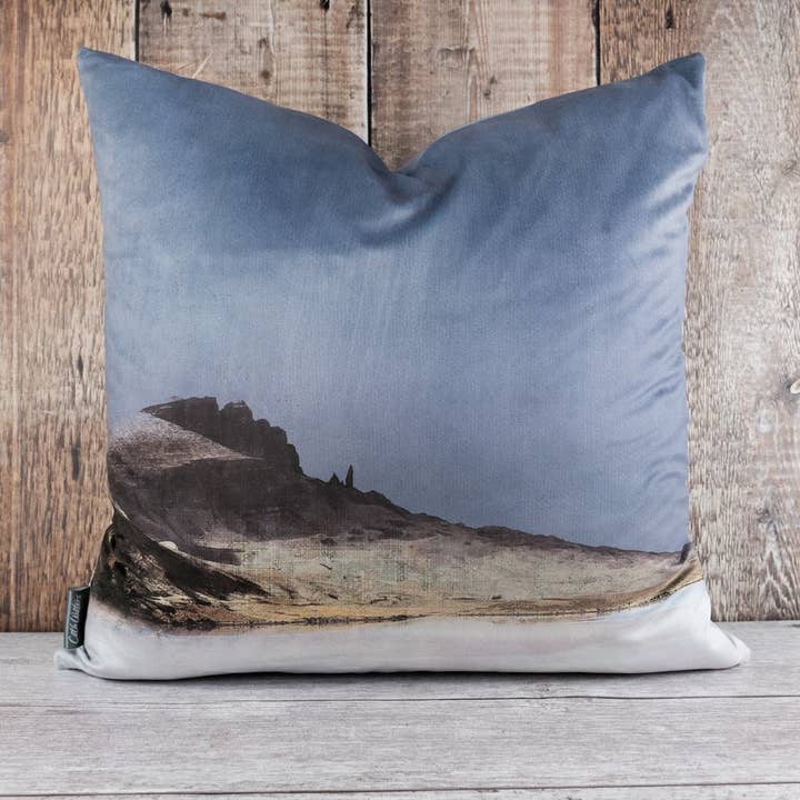 Cath Waters Scottish Landscapes - Wholesale Throw/Decorative Pillow - The Storr Loch Isle of Skye Velvet Cushion