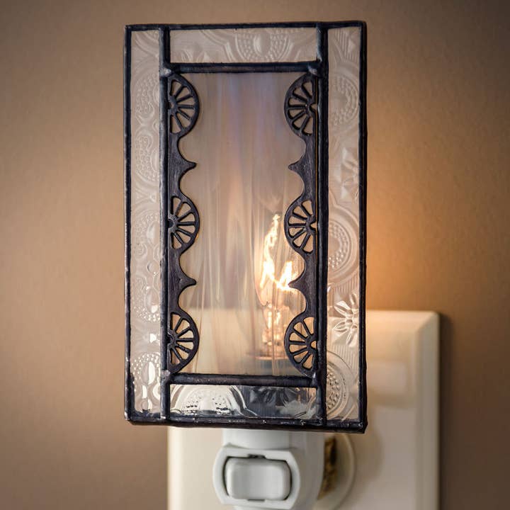 J Devlin Glass Art & Bert Anderson Collection - Wholesale Night Light - Ntl 144 Grey with Filigree Accent Night Light2