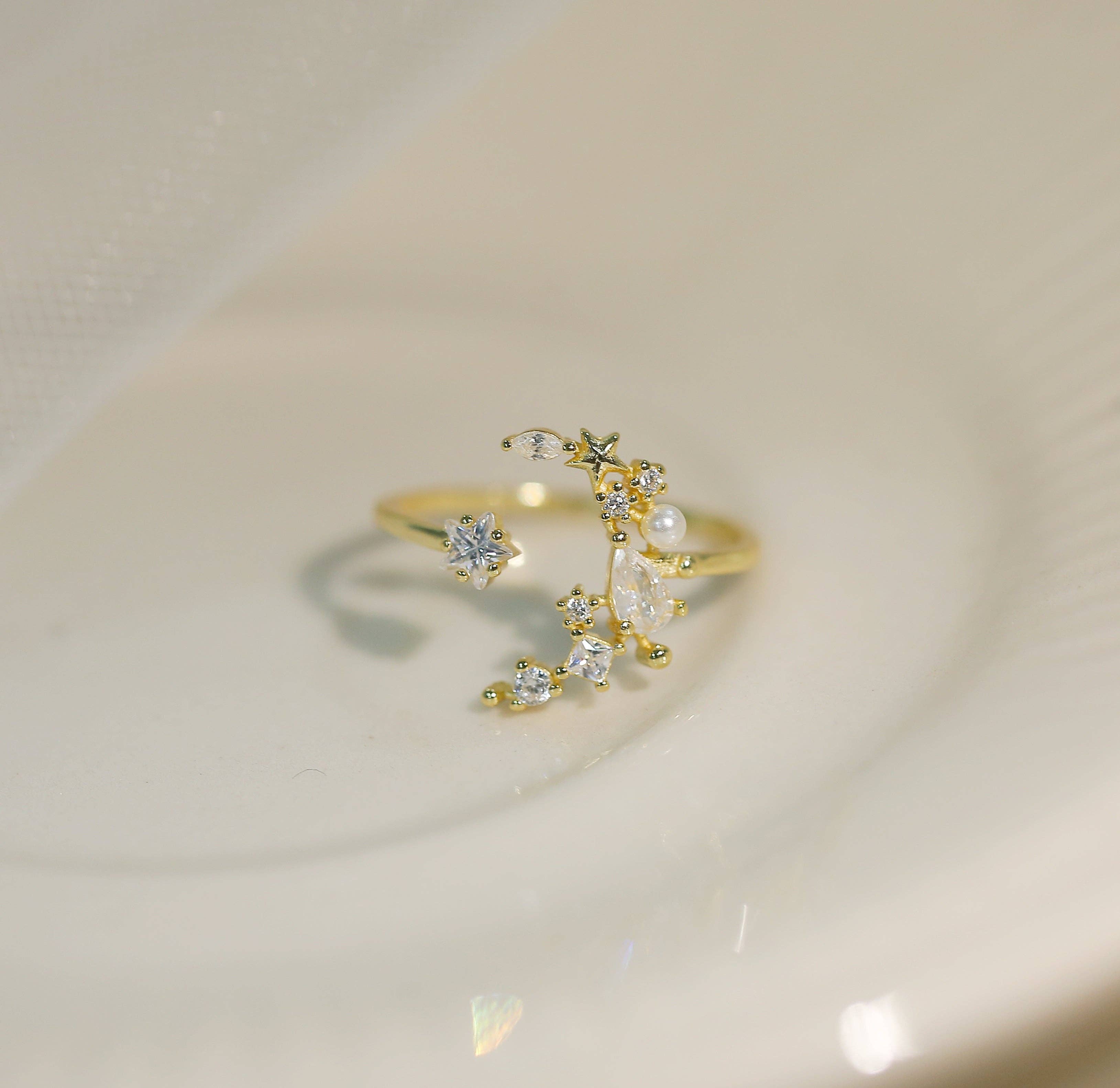 happyzzzsu - Wholesale Multi-Stone Ring - Sterling Silver Star and Moon Ring6