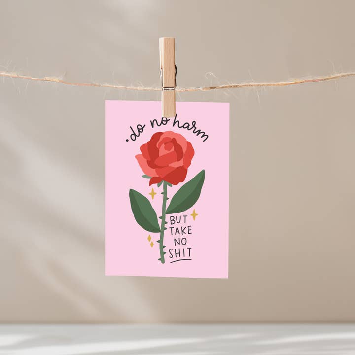Do No Harm But Take No Shit Unframed Mini Art Print for wholesale by Mouthy Broad