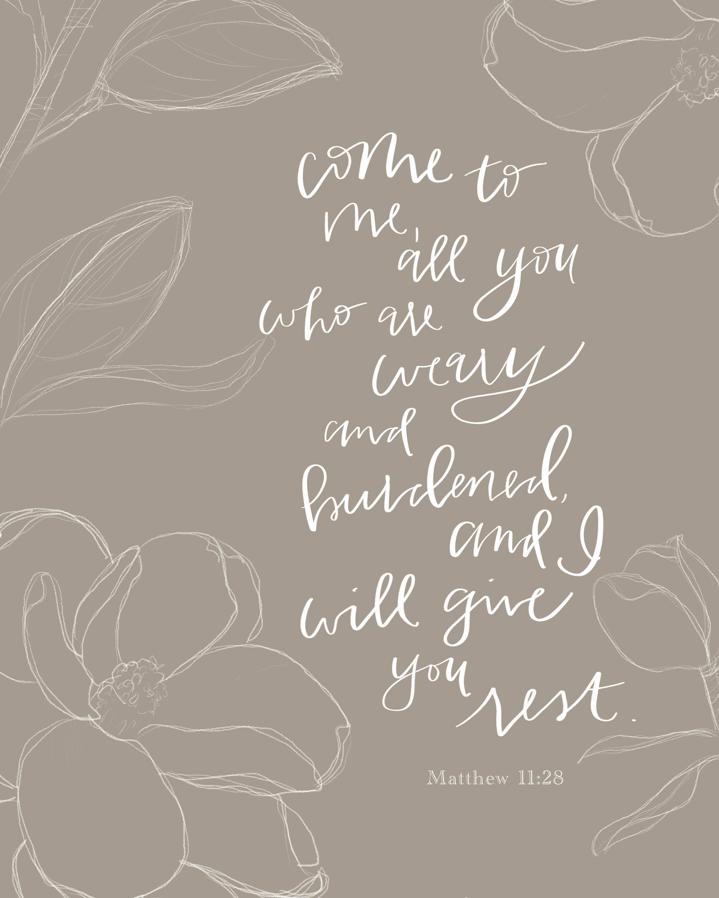 Grace Notes Ltd. - Christian Art and Gifts - Wholesale Art Print - Matthew 11:28 - Hand Lettered Bible Verse Scripture Print1