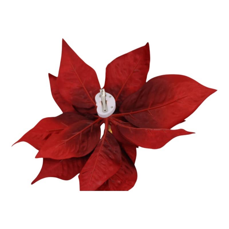 Floratexx - Wholesale Artificial Flowers - Poinsettia blossom with LED 25 cm with red clip1