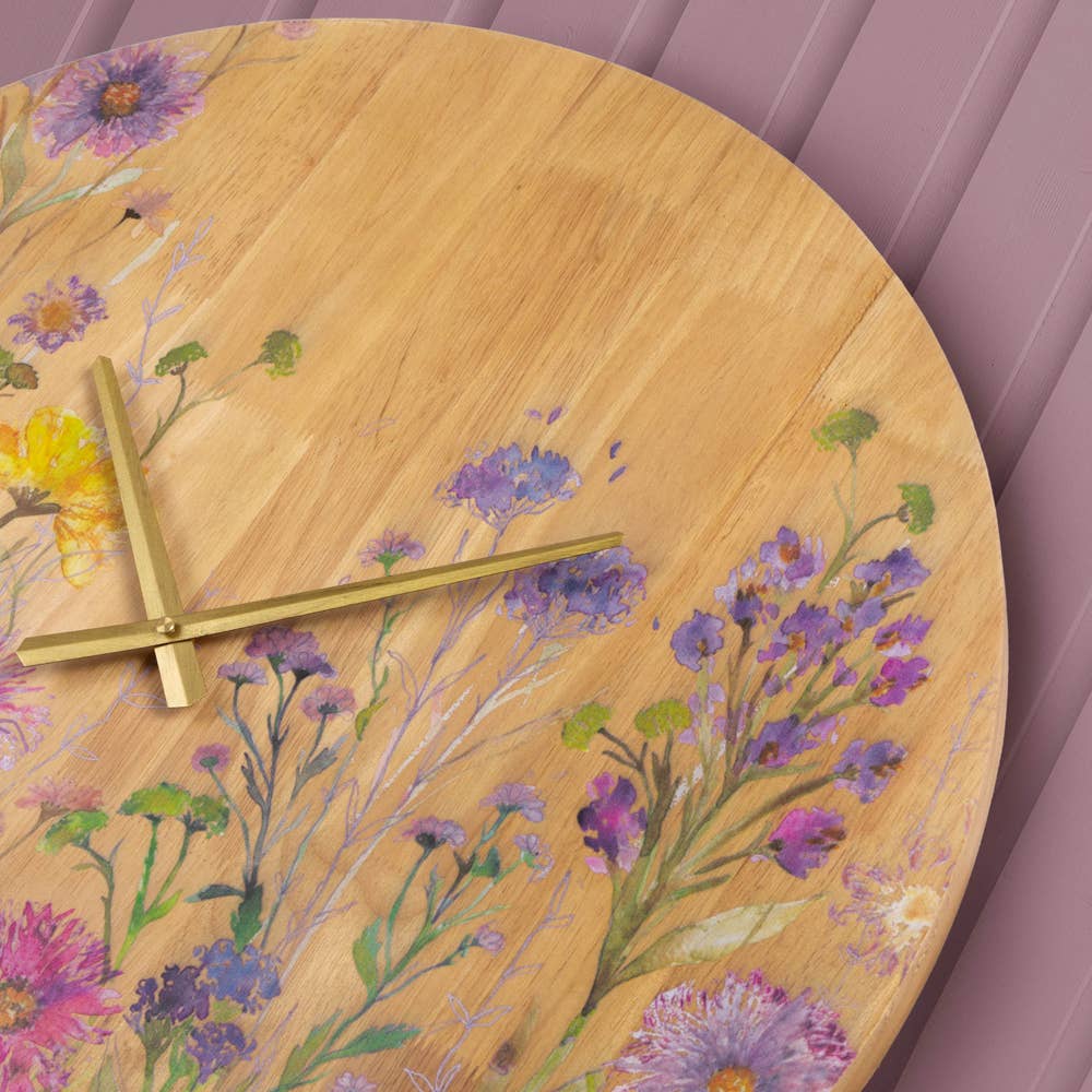 Medmerry Printed Wooden Clock Honey Oak for wholesale on Faire1