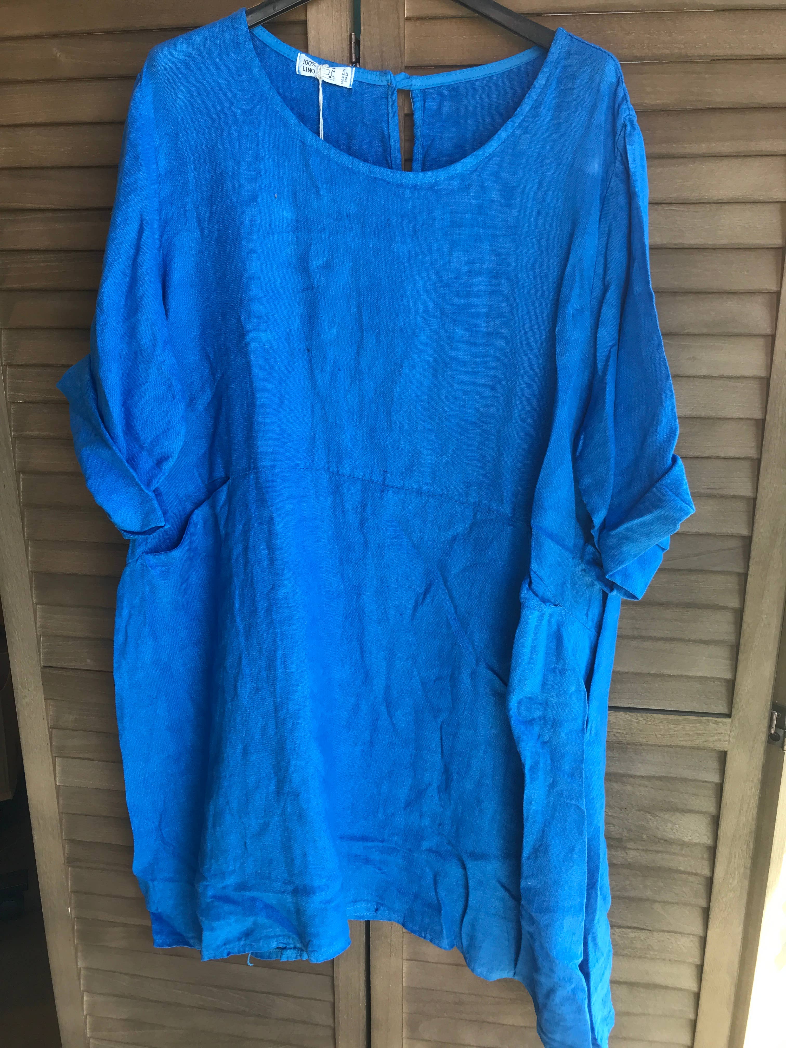 la maison des fibres naturelles – Engroshandel Kjole - Dame – Kort hørkjole med rund hals i 100 % hør 671960