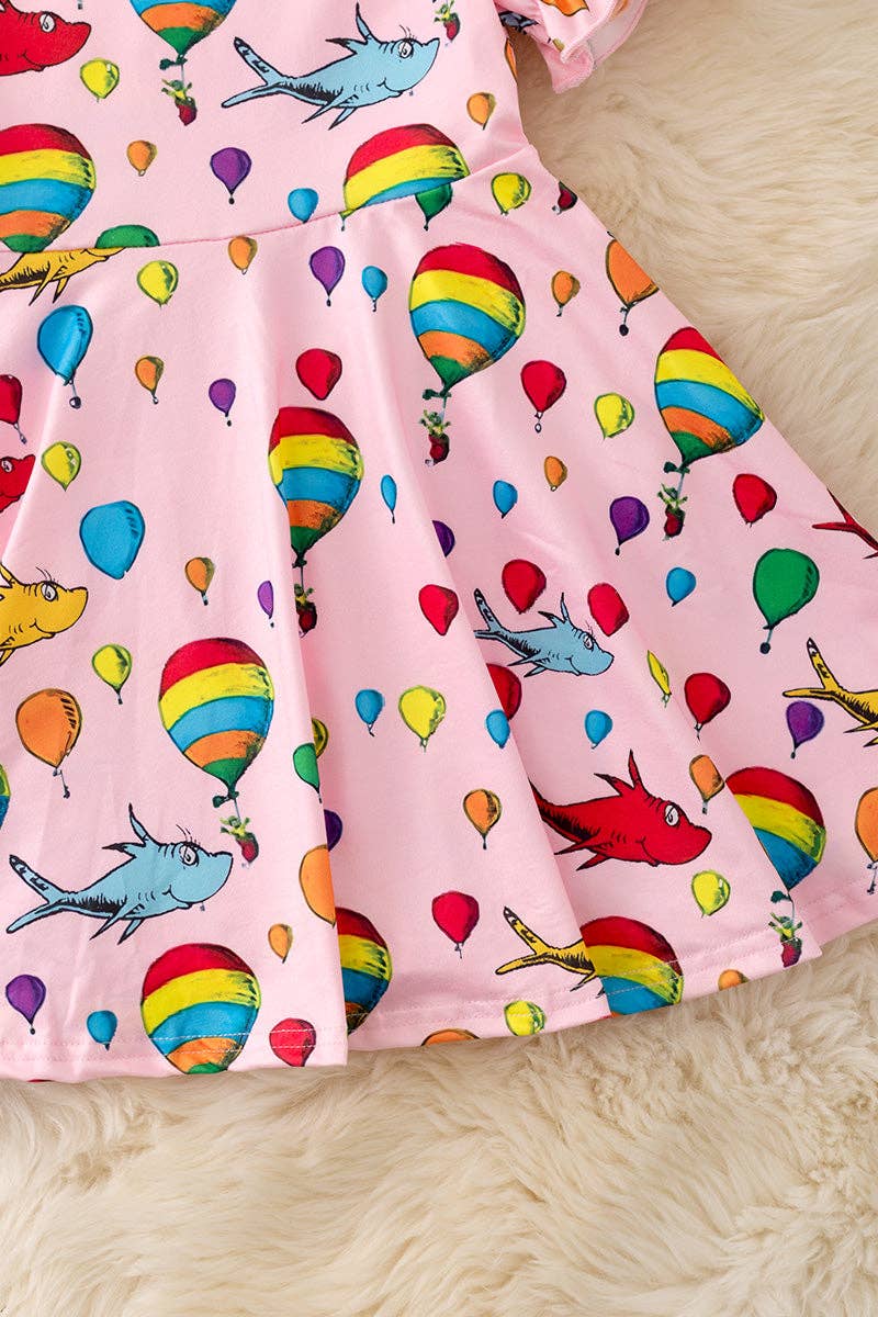 Kids Charm Online - Wholesale Dress - Kids - Pink Dr.Seu** dress with bubble sleeves. DRG43798 SOL2