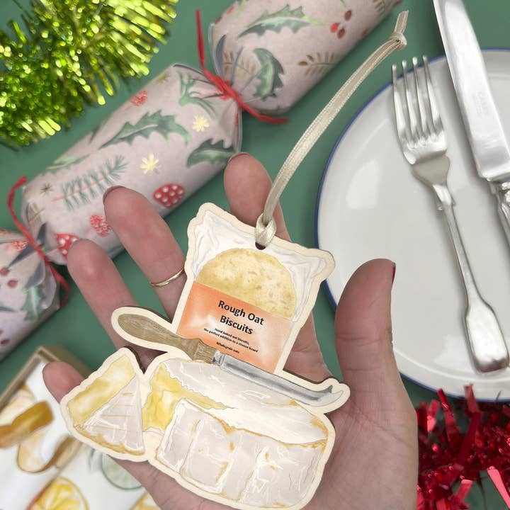 Wooden Christmas Ornament | Cheese Design for wholesale by Corinne Alexander