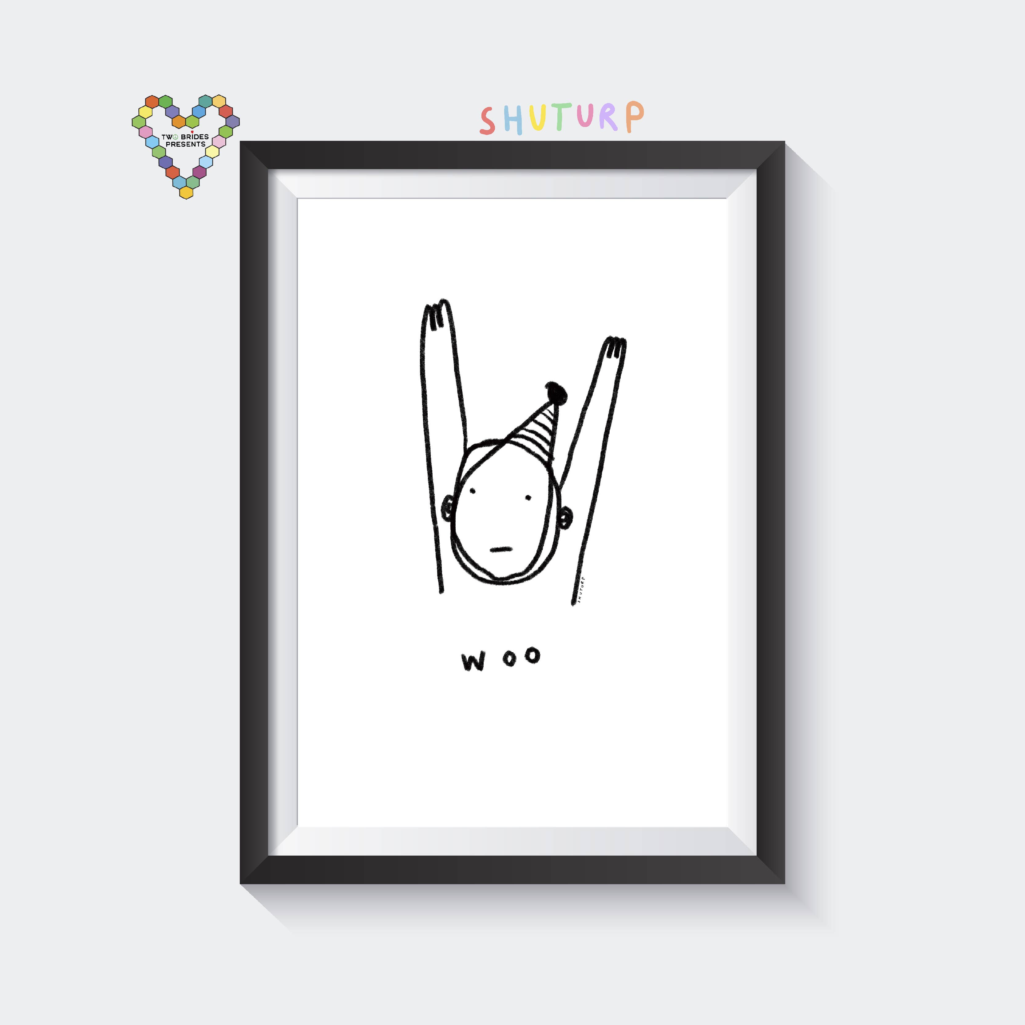 WOO CELEBRATORY Art Print for wholesale by Two Brides Presents