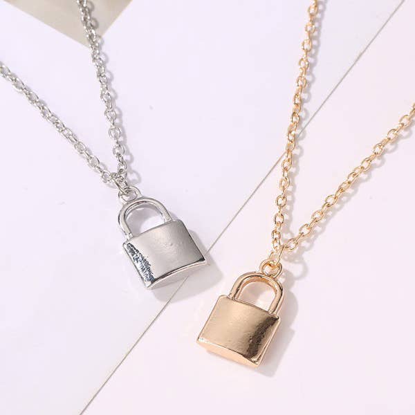 Plush Looks - Wholesale Pendant/charm necklace - Simple Fashion Lock Necklace5