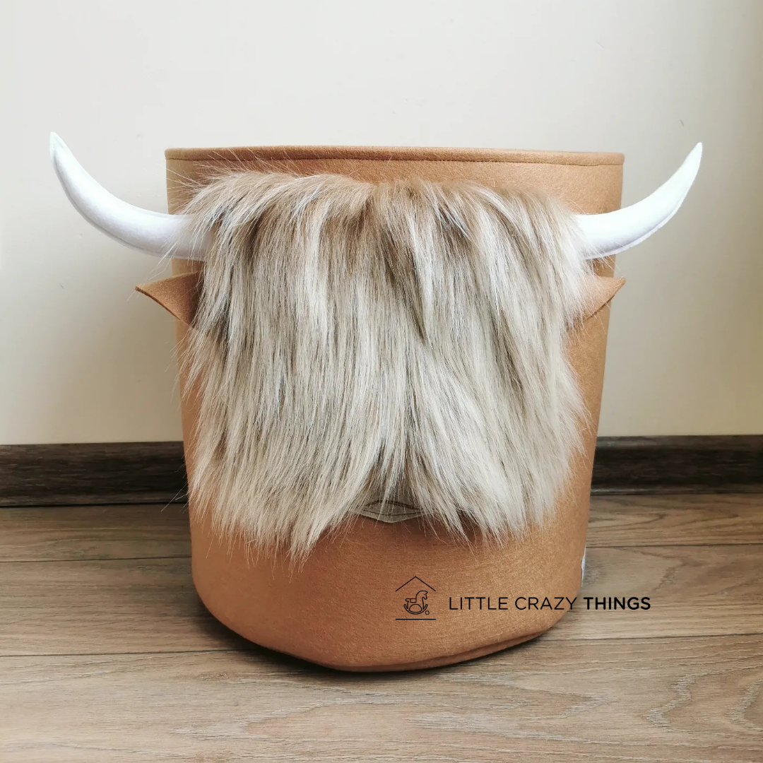 Little Crazy Things - Wholesale Basket - Kids & Baby - Scottish Highland Cow Handmade Felt Toys Storage2