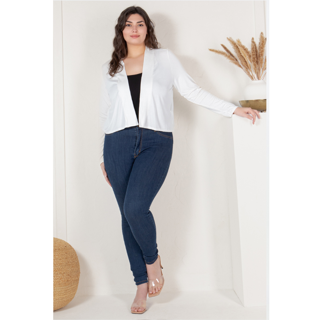 Azules Clothing – Großhandel Strickjacke – Damen – Langärmelige Strickjacke in Übergröße mit kurzem Schnitt3