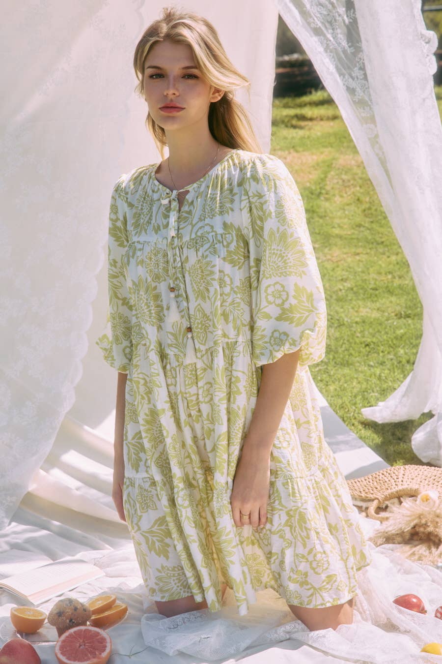 Oddi – Großhandel Kleid – Damen – Boho Bedrucktes Baby-Doll-Minikleid19