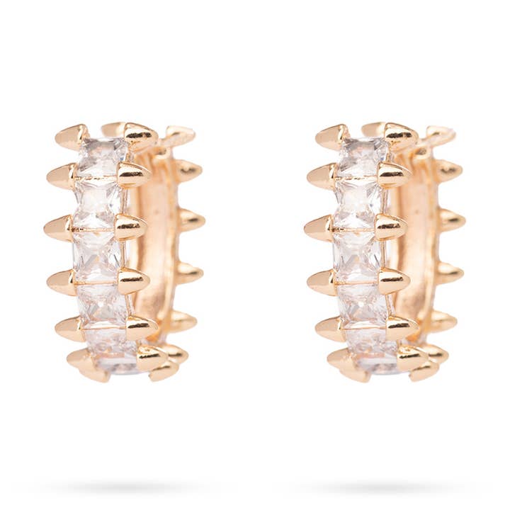 Vixen Soft Goth Spike CZ Huggies for wholesale by Edgy Petal Jewelry