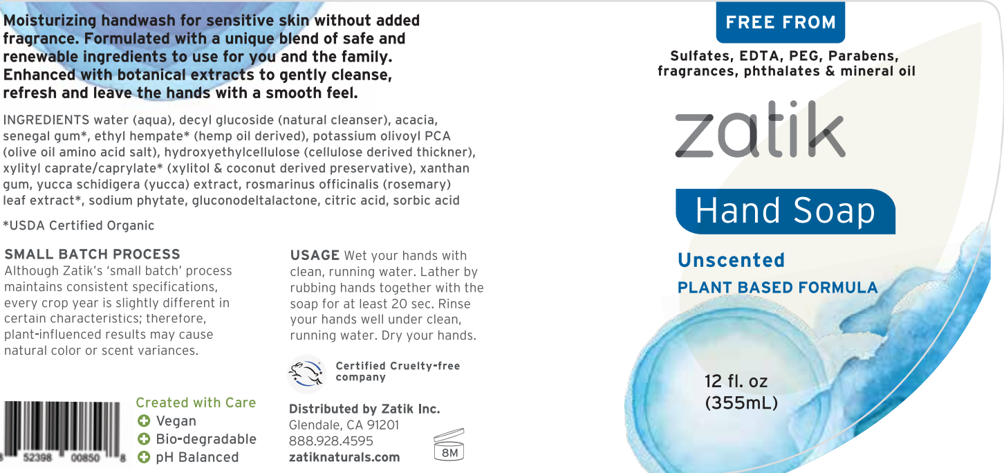 Zatik Naturals – wholesale Hand soap/wash – Unscented Liquid Hand Soap, 12 oz1