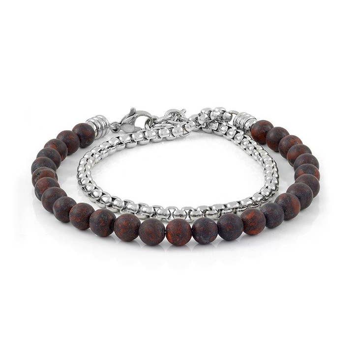 10:10 Pulseira de duas voltas em aço e pedras naturais de 6 mm por atacado de 10:10 Gioielli - Omnicut srl