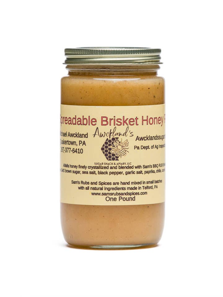 Spreadable Brisket Honey for wholesale by Awckland's Sugar Shack & Apiary