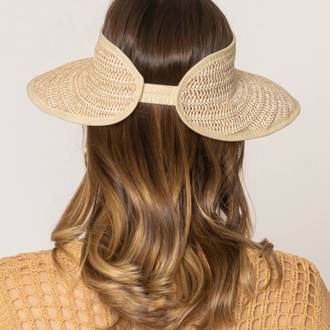 Fashion City - Wholesale Visor - Women's - Two Tone Straw Texture Sun Visor3